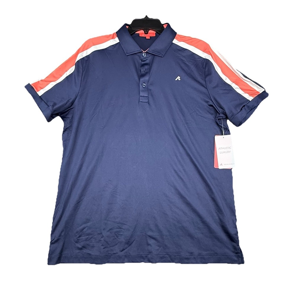 New Redvanly Polo Shirt Mens L Sevigne Navy  Golf PUREpoly 4 Way Stretch  R2512B